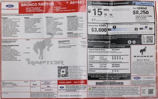 2024 Ford Bronco Raptor 6th Gen - Image 6 of 31