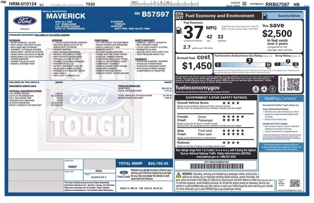 2024 Ford Maverick - Image 2 of 2
