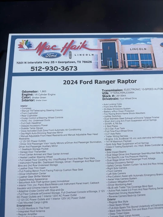 2024 Ford Ranger Raptor 5th Gen - Image 5 of 5