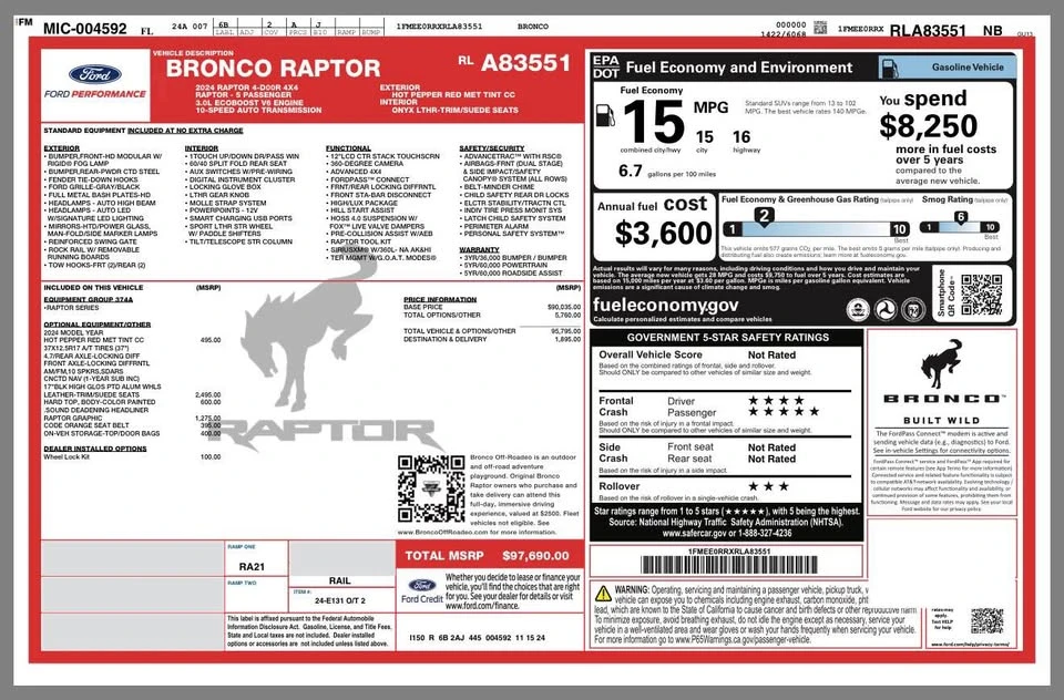 2024 Ford Bronco Raptor 6th Gen - Image 2 of 4