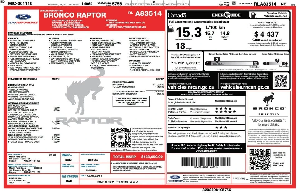 2024 Ford Bronco Raptor 6th Gen - Image 8 of 8