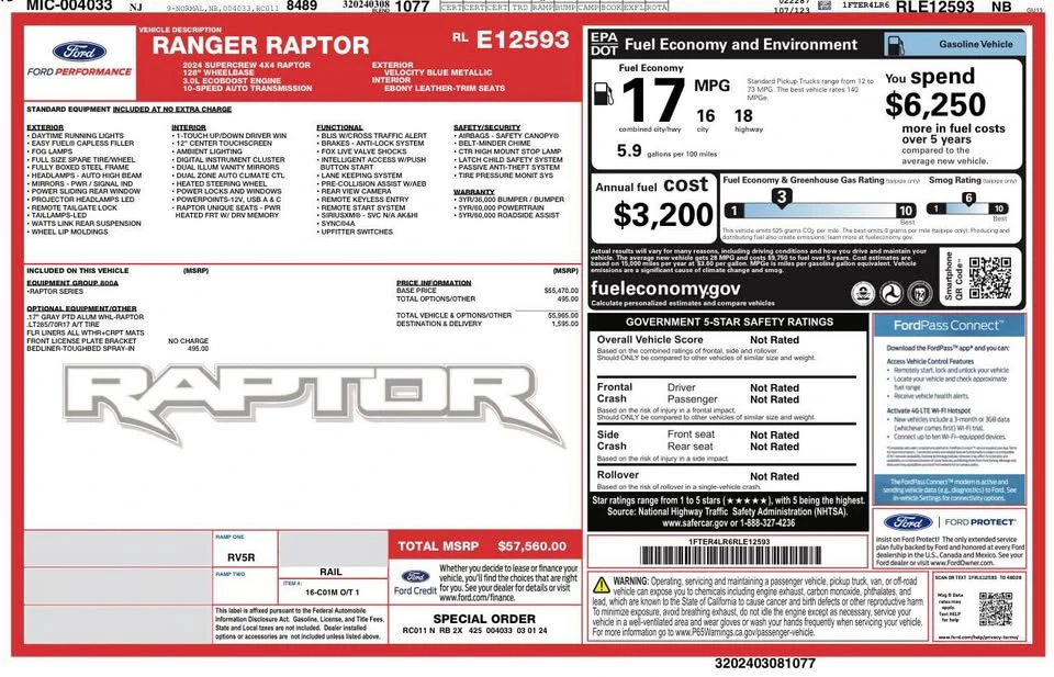 2024 Ford Ranger Raptor 5th Gen - Image 15 of 15