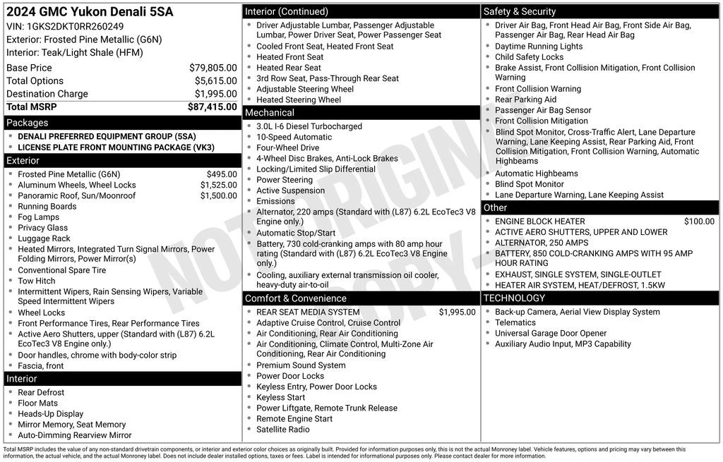 2024 GMC Yukon 5th Gen - Image 4 of 21
