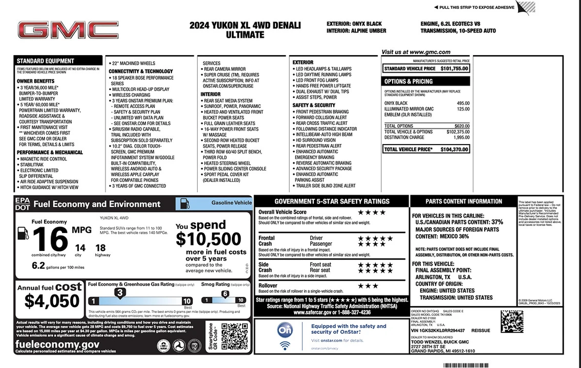 2024 GMC Yukon 5th Gen - Image 7 of 21