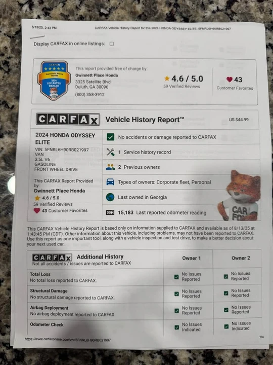 2024 Honda Odyssey - Image 13 of 16