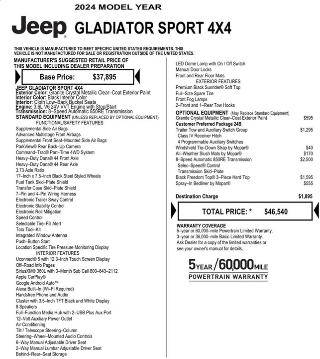 2024 Jeep JT Gladiator - Image 16 of 16