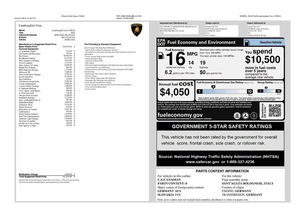 2024 Lamborghini Urus S - Image 2 of 31