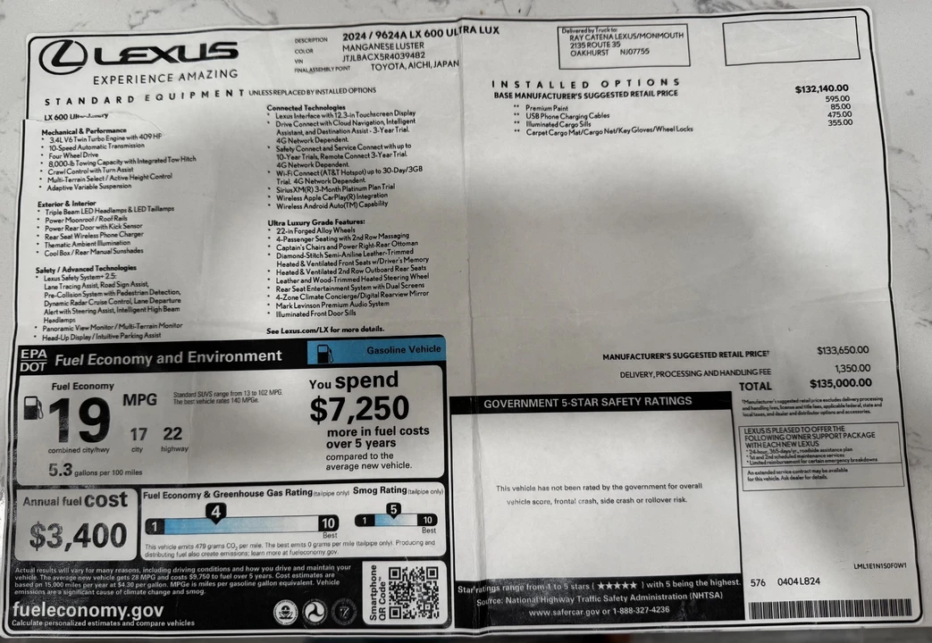 2024 Lexus LX 4th Gen - Image 4 of 21