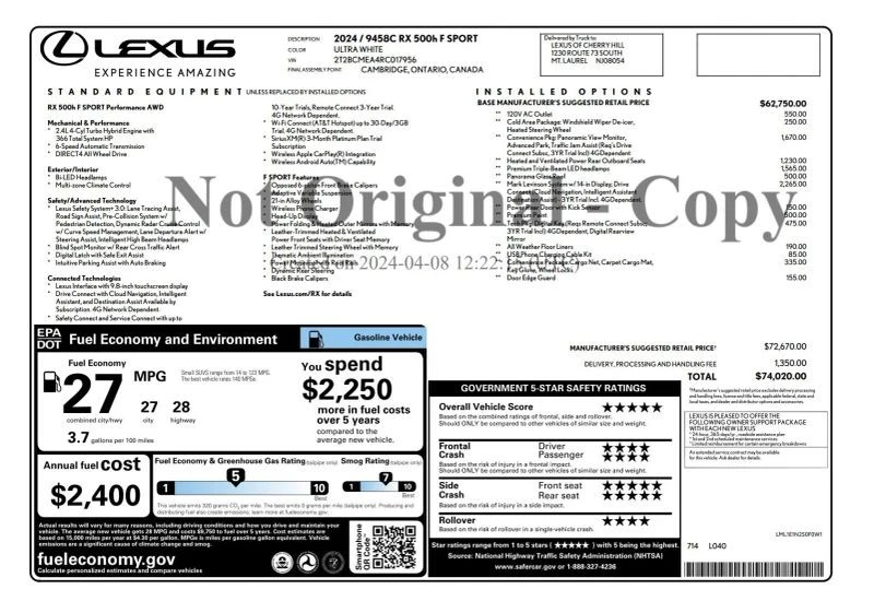 2024 Lexus RX 5th Gen - Image 6 of 12