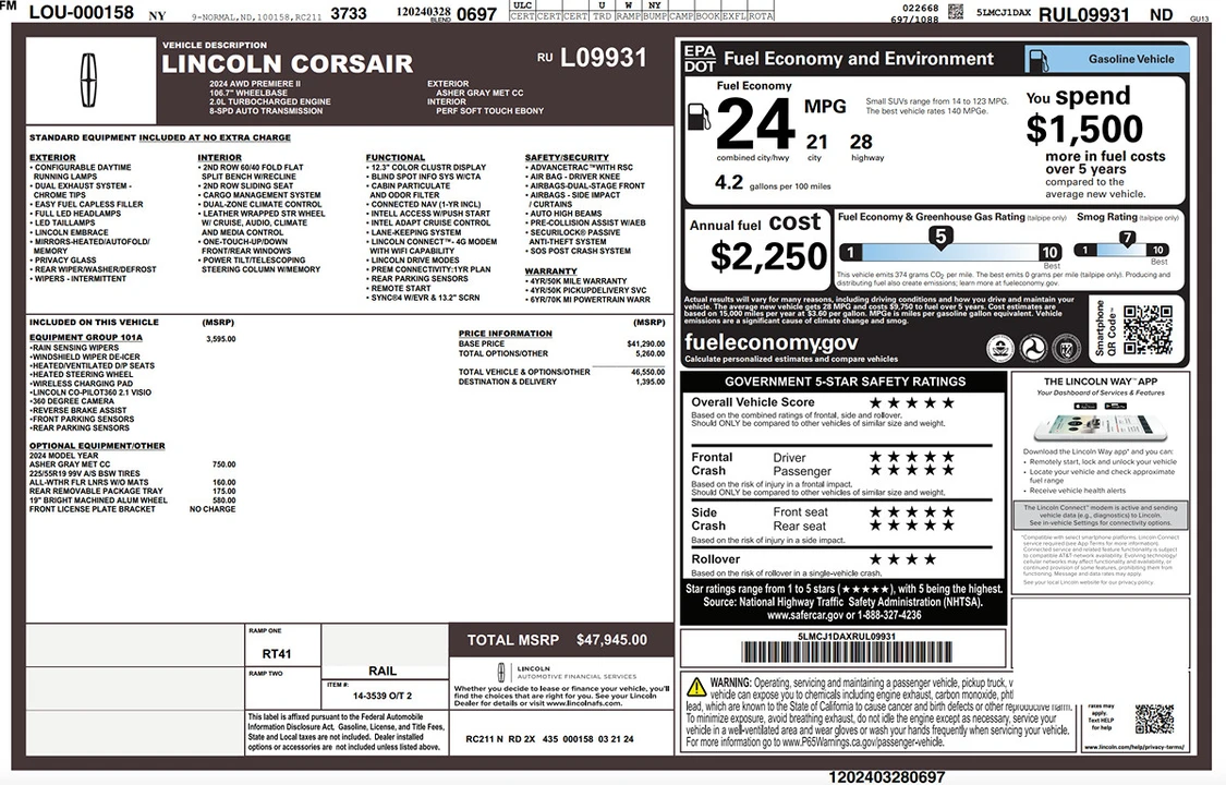 2024 Lincoln Corsair - Image 2 of 31