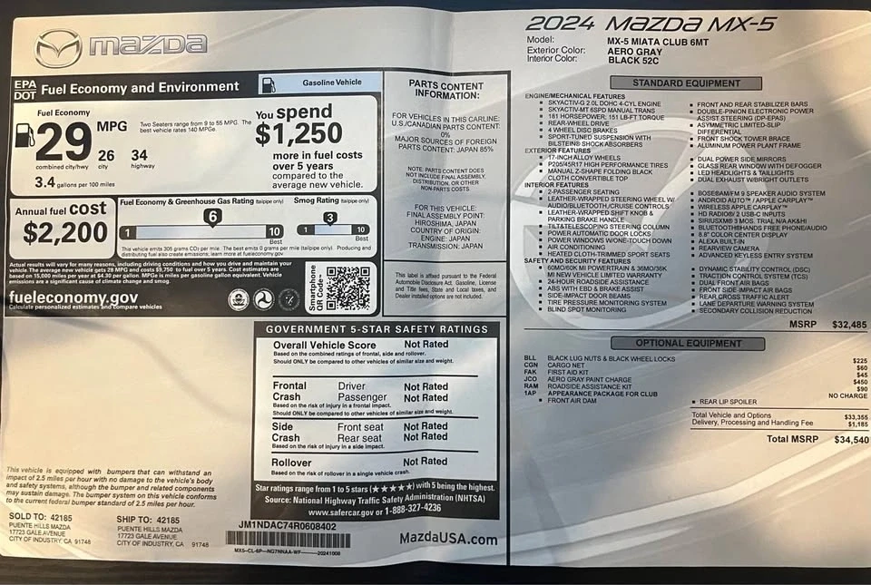 2024 Mazda ND MX-5 Miata - Image 8 of 11