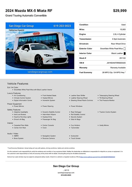 2024 Mazda ND MX-5 Miata - Image 16 of 16