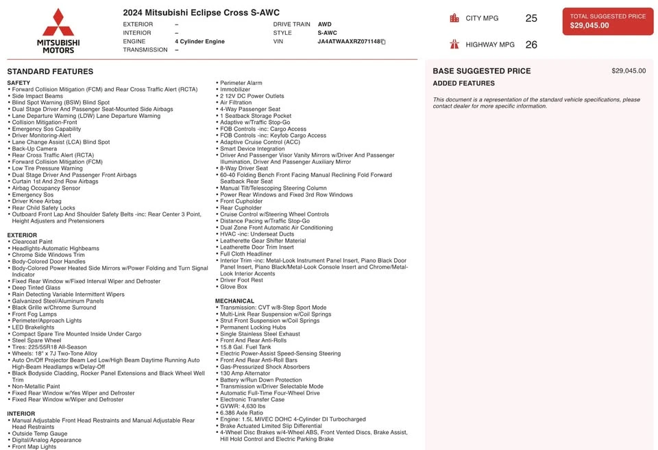 2024 Mitsubishi Eclipse Cross - Image 4 of 20