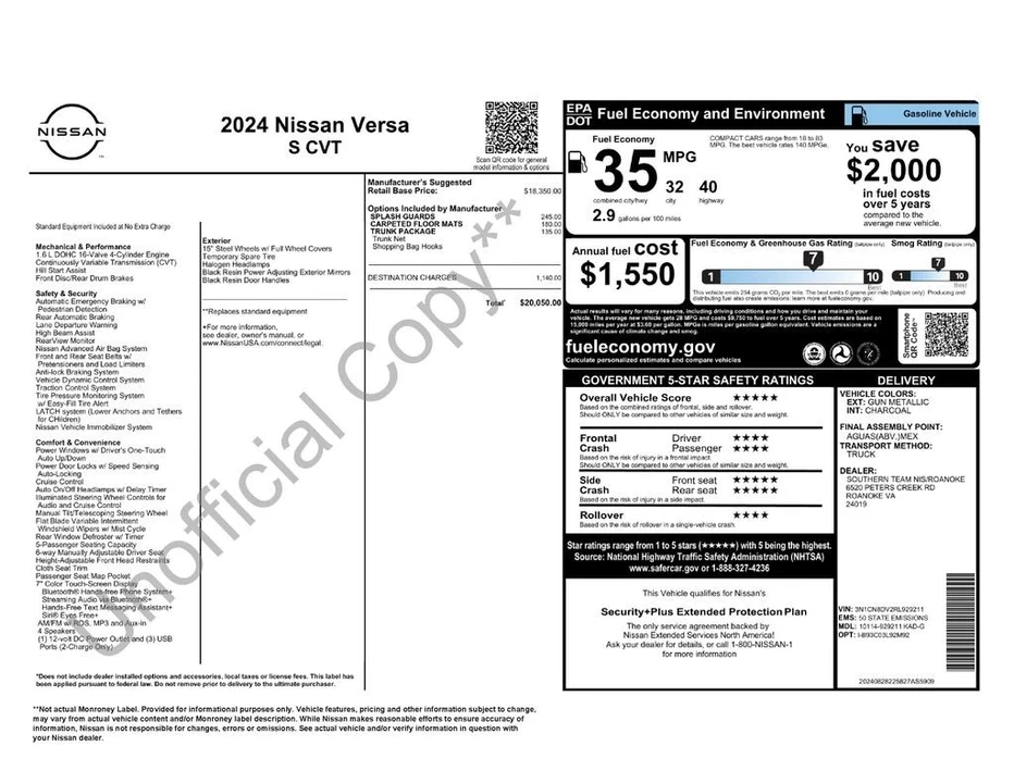 2024 Nissan Versa - Image 2 of 12