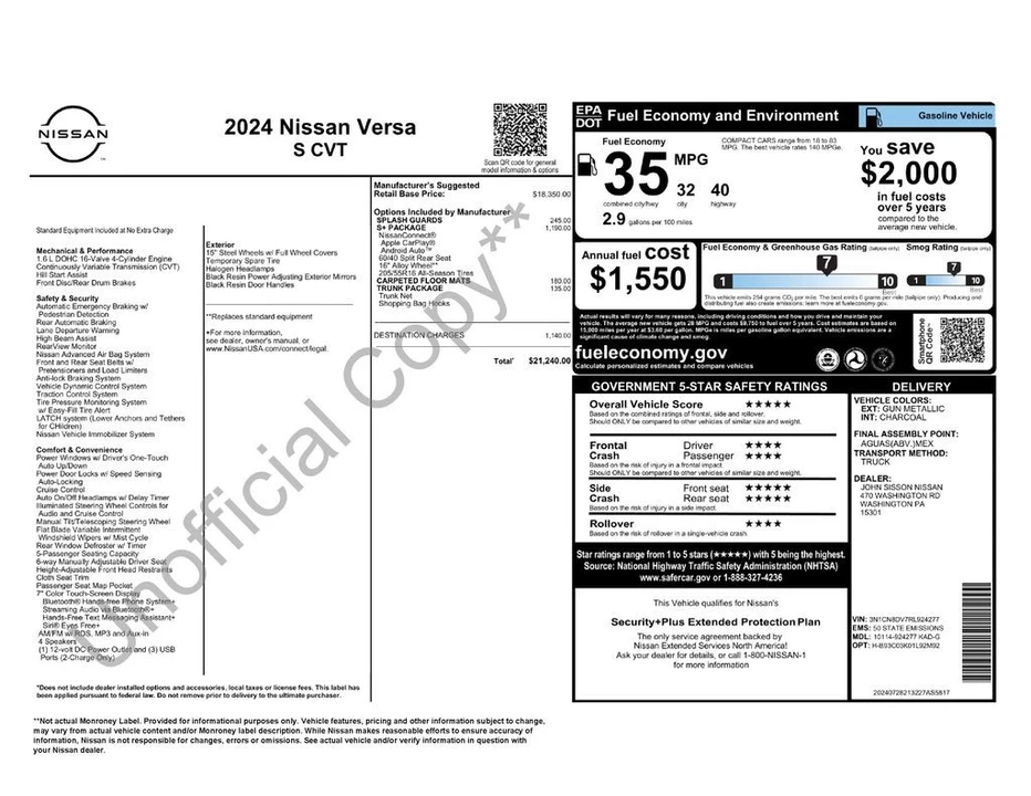 2024 Nissan Versa - Image 6 of 12