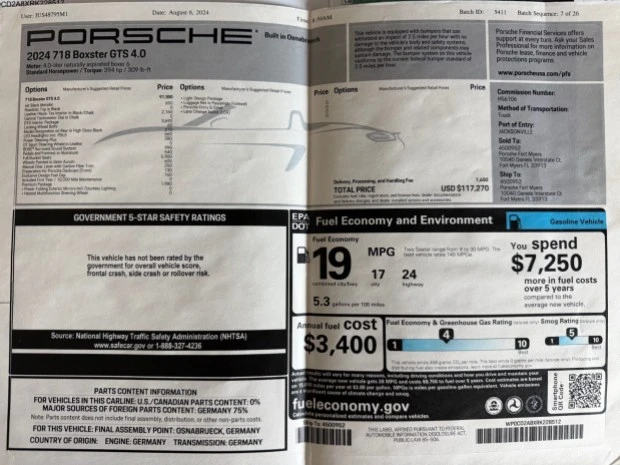 2024 Porsche 718 Boxster GTS 4.0 - Image 8 of 8