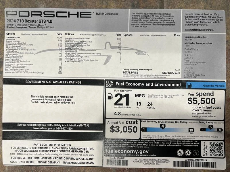 2024 Porsche 718 Boxster GTS 4.0 - Image 5 of 5
