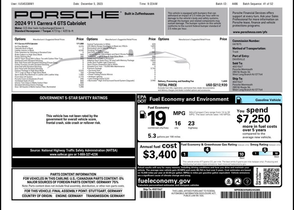 2024 Porsche 992 Carrera GTS - Image 18 of 18