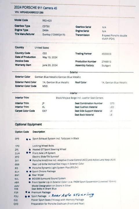2024 Porsche 992 Carrera 4S - Image 20 of 31