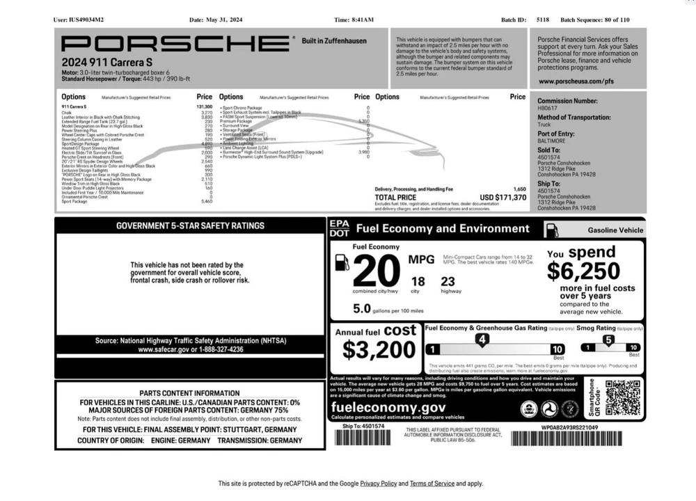 2024 Porsche 992 Carrera S - Image 9 of 9
