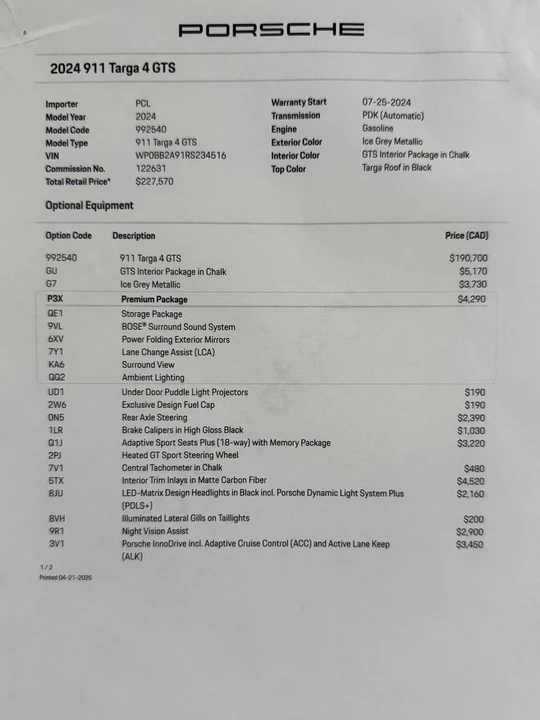 2024 Porsche 992 Carrera GTS - Image 2 of 21