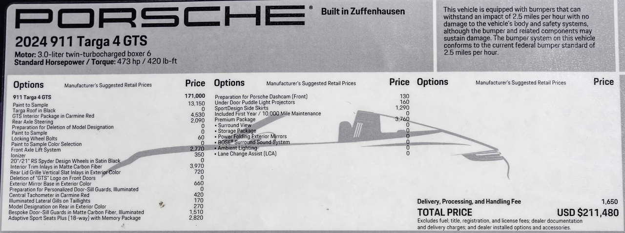 2024 Porsche 992 Targa 4 GTS - Image 2 of 12