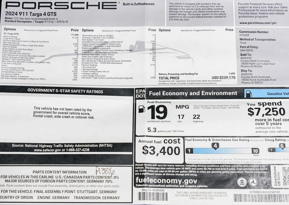 2024 Porsche 992 Targa 4 GTS - Image 2 of 21