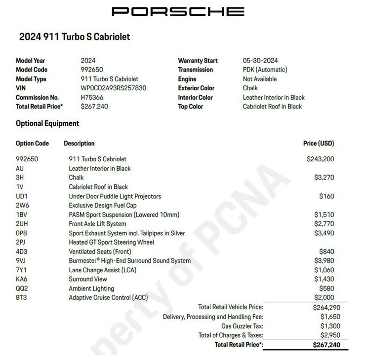 2024 Porsche 992 Turbo - Image 28 of 28