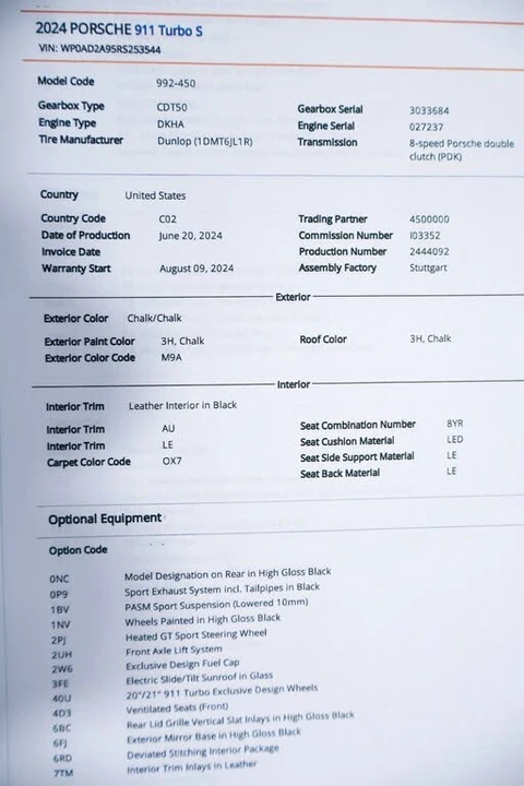 2024 Porsche 992 Turbo - Image 16 of 19