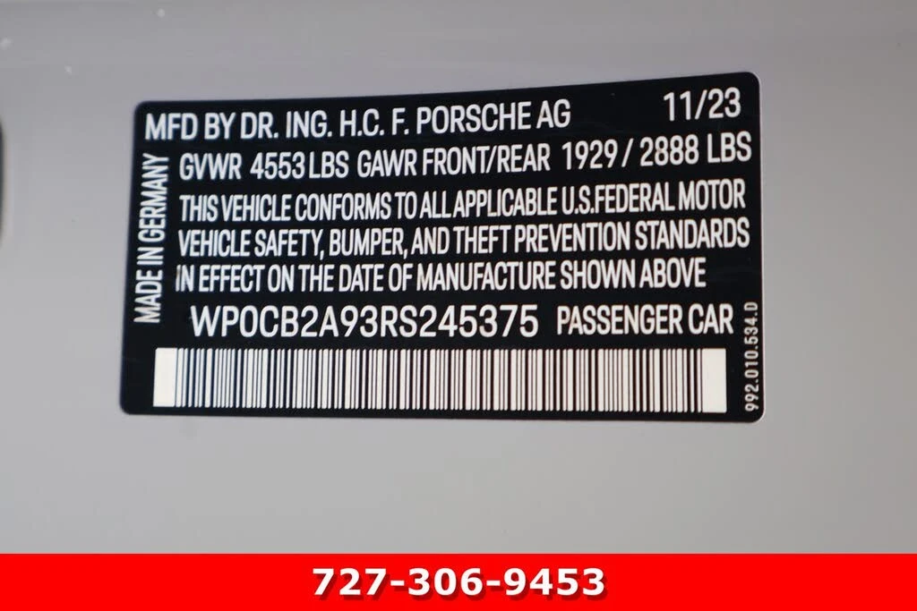 2024 Porsche 992 Carrera - Image 29 of 29