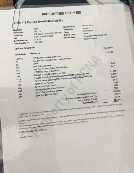 2024 Porsche 718 Cayman - Image 20 of 20