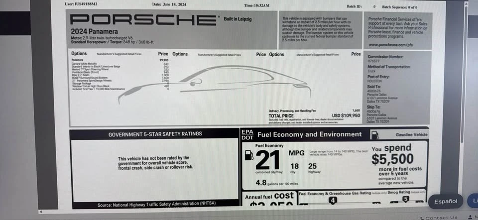 2024 Porsche 976 Panamera - Image 13 of 14
