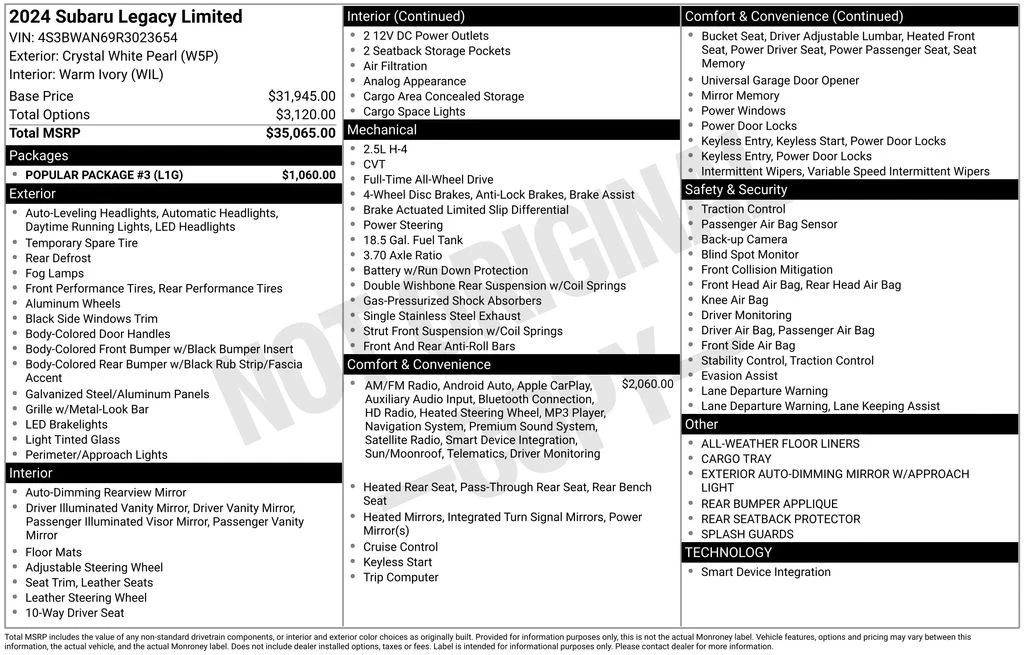 2024 Subaru Legacy 7th Gen - Image 7 of 12