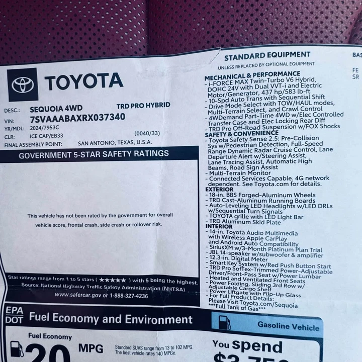 2024 Toyota Sequoia 3rd Gen - Image 16 of 17