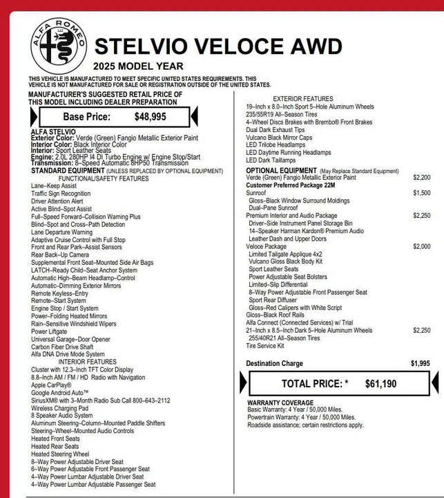 2025 Alfa Romeo Stelvio - Image 2 of 16
