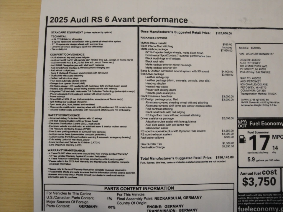 2025 Audi C8 RS6 - Image 16 of 16