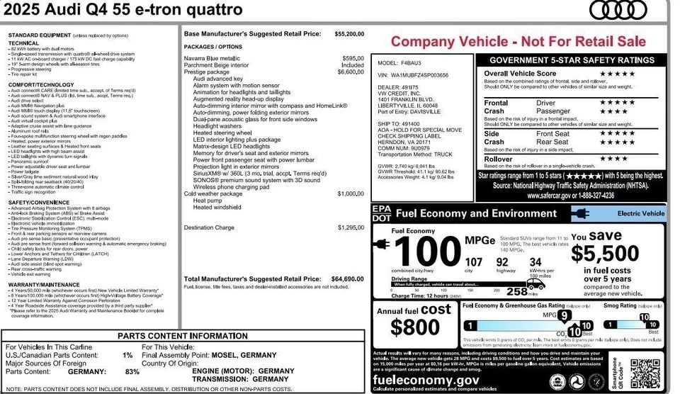2025 Audi Q4 e-tron - Image 4 of 20