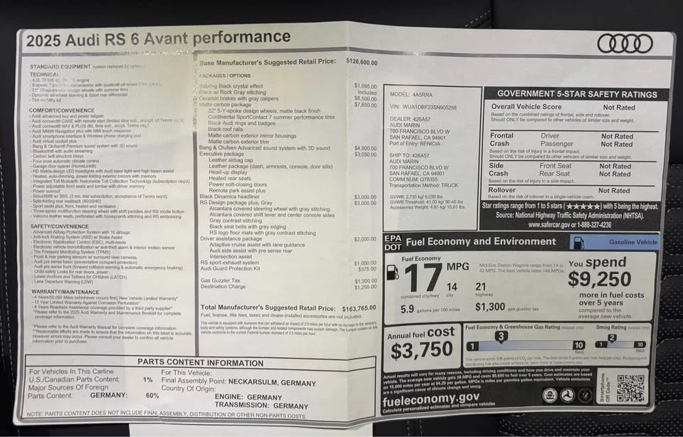 2025 Audi C8 RS6 - Image 16 of 16