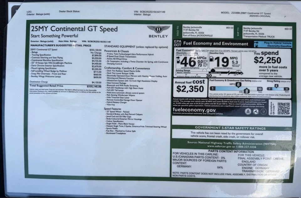 2025 Bentley Continental GT Speed 3rd Gen - Image 14 of 14