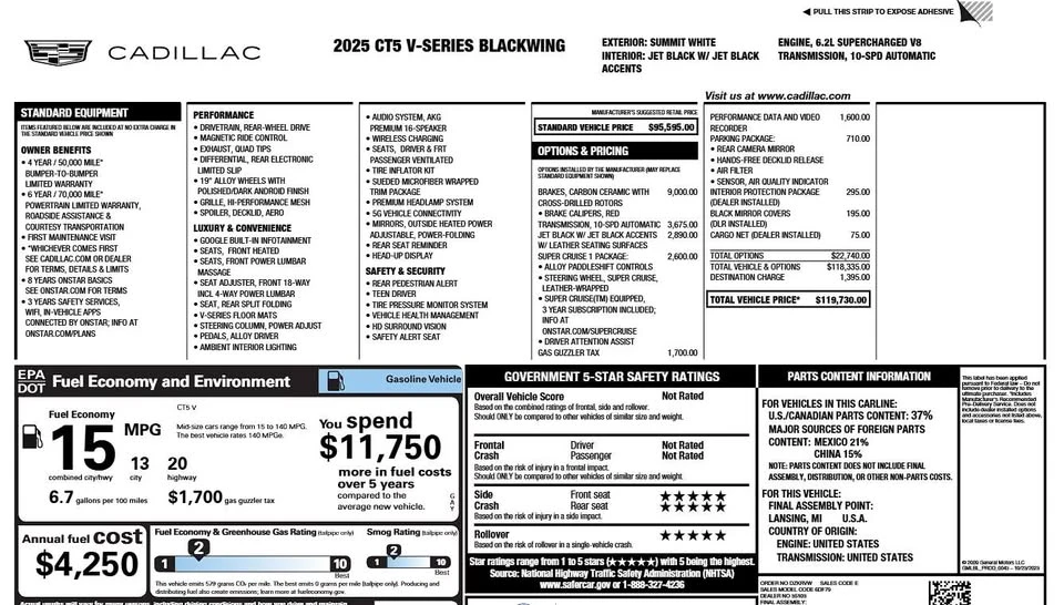 2025 Cadillac CT5-V Blackwing - Image 17 of 17