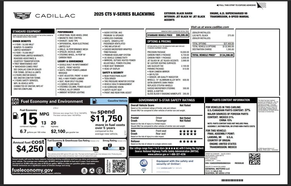 2025 Cadillac CT5-V Blackwing - Image 20 of 20