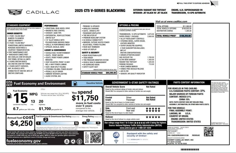 2025 Cadillac CT5-V Blackwing - Image 7 of 19