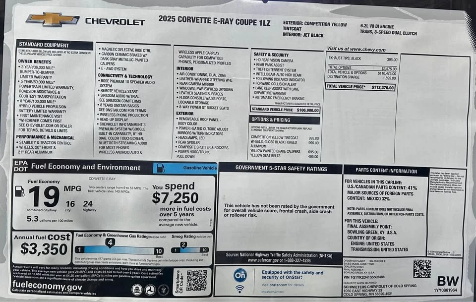 2025 Chevrolet Corvette C8 E-Ray - Image 16 of 16