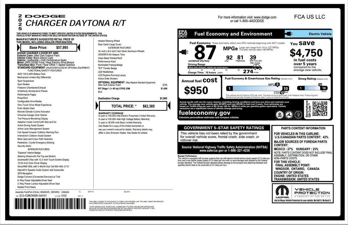 2025 Dodge Charger Daytona 8th Gen - Image 2 of 22
