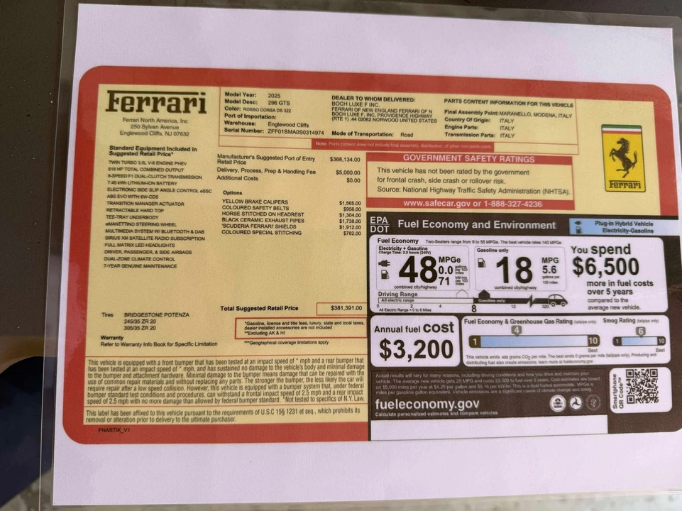 2025 Ferrari 296 GTS - Image 6 of 6