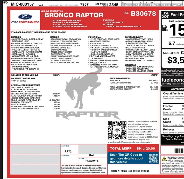 2025 Ford Bronco Raptor 6th Gen - Image 15 of 15