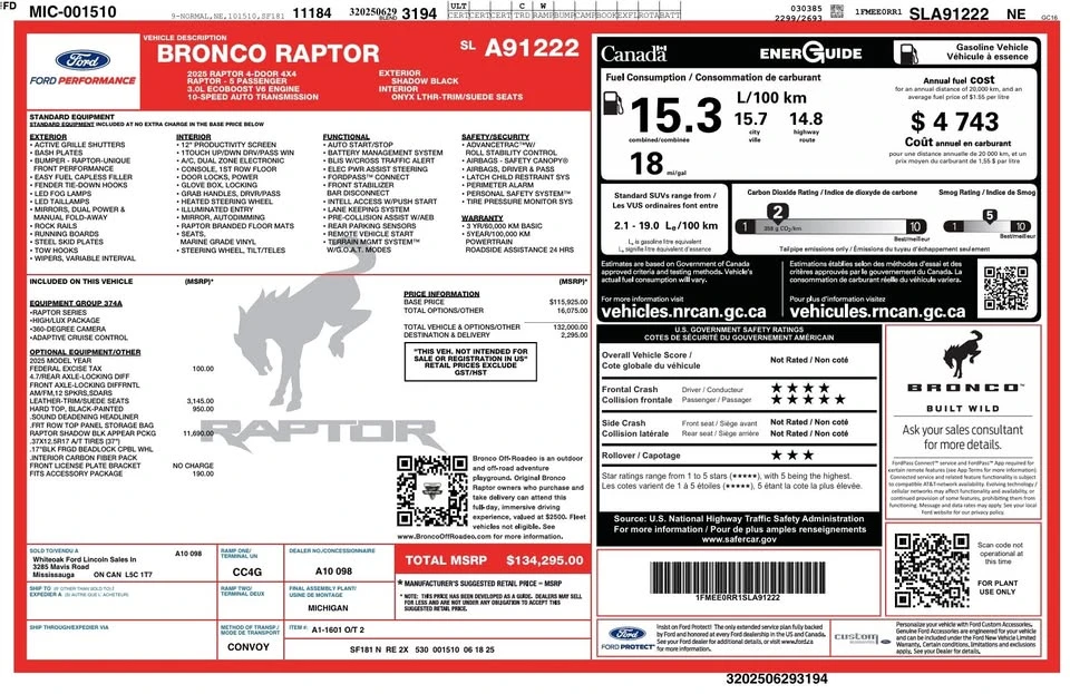 2025 Ford Bronco Raptor 6th Gen - Image 2 of 13