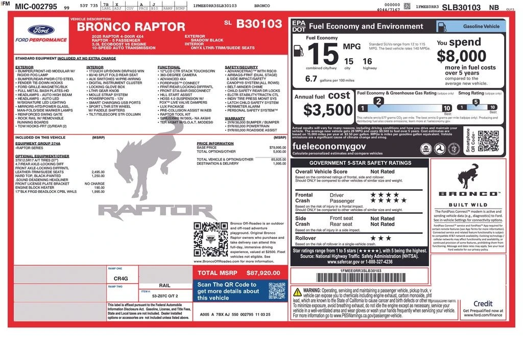 2025 Ford Bronco Raptor 6th Gen - Image 4 of 31