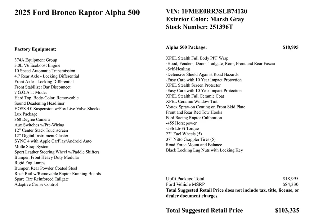 2025 Ford Bronco Raptor 6th Gen - Image 2 of 21