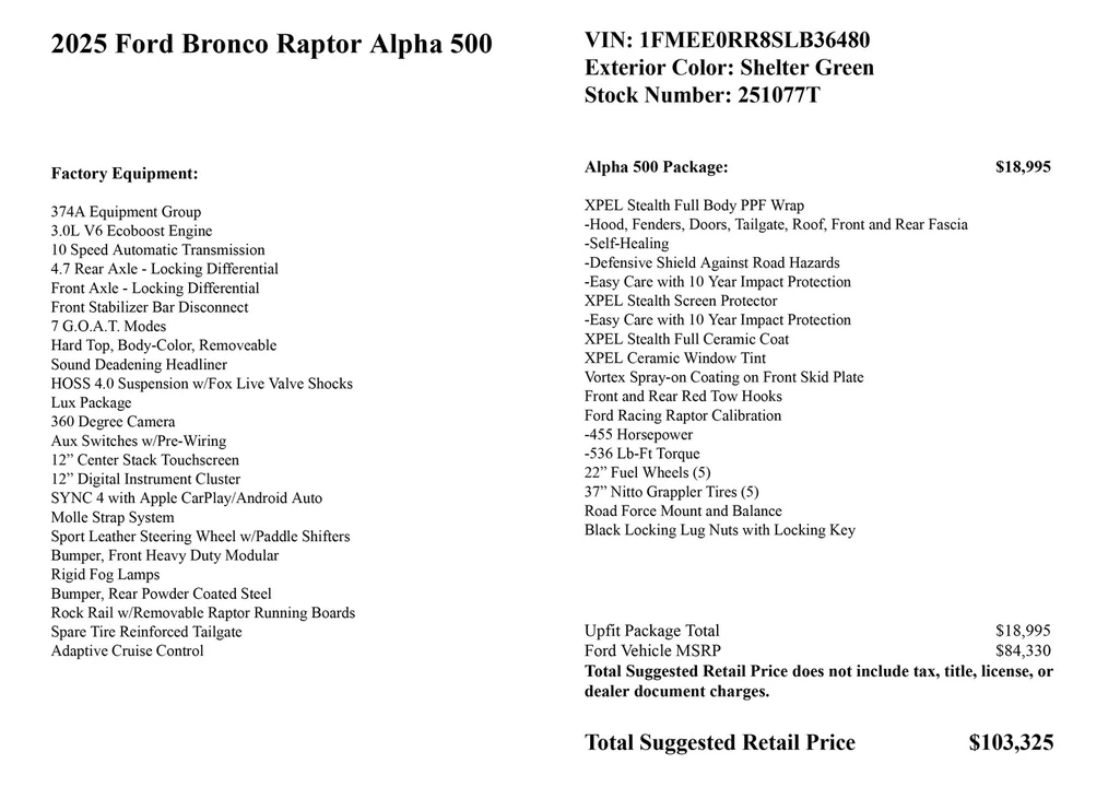 2025 Ford Bronco Raptor 6th Gen - Image 2 of 21